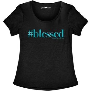 JUST REDUCED! "#blessed" Grace & Truth S/S Black Fashion Fit Tee